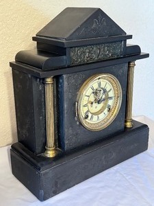 lot 28 image: Antique Iron Ansonia Iron Mantle Clock
