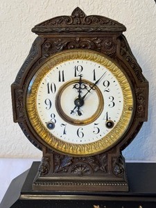 lot 5 image: Antique Figural F. Kroeber Mantle Clock