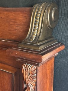 lot 31 image: Vintage Wood Queen Headboard with Ornate Carvings