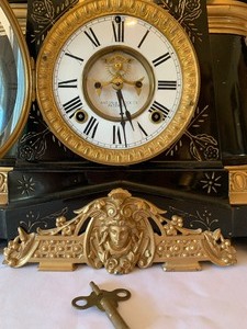 lot 263 image: Antique Ansonia Pompeii Iron Mantle  Shelf Clock