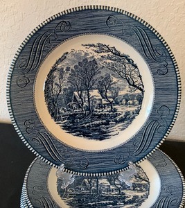 lot 252 image: Vintage Currier And Ives Royal China Plates and The Old Grist Mill and More