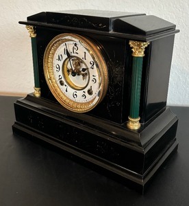 lot 278 image: Amazing Antique Ansonia Iron Mantle Clock