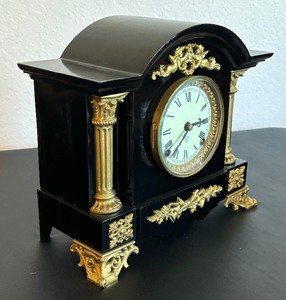 lot 307 image: Antique Ansonia Vendome Enameled Iron Mantle Clock