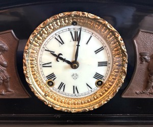 lot 329 image: Antique Ansonia Monterey Enameled Iron Mantle Clock