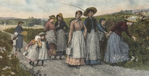 lot 339 image: Berry Pickers Print by Jennie Brownscombe