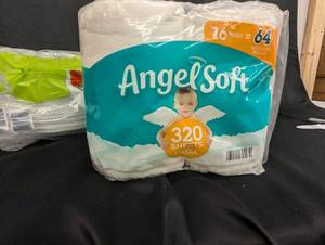 lot 66 image: back room pallet paper - Lot of Angel Soft Toilet Paper and Chinet Classic Lunch Plates