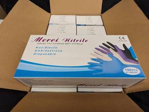 lot 82 image: back room pallet - Merci Nitrile Disposable Gloves - Lot of 10 Boxes, Small Size