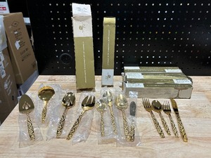 lot 1 image: International Silver Company Golden Scroll Flatware