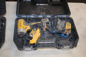 lot 259 image: DeWalt 14 (6mm) 20V 5Ah Impact Driver DCF887 with Battery, DeWalt DCB107 12V20V Max Lithium Ion Charger, Case