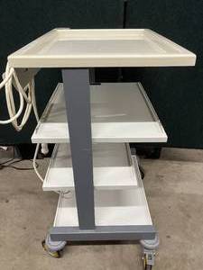 lot 17 image: MedPartners Mullikin 054689 Mobile Medical Device Mount Storage Supply Rack with Power Outlet Extension - In Great Condition