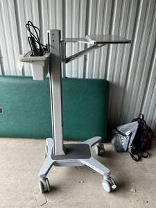 lot 22 image: WOW MSRP $1500 Ergotron Neo-Flex LAPTOP PLATFORM HEIGHT ADJUSTABLE SIT TO STAND WorkSpace Cart&nbspMobile Standing Desk-&nbspGREAT CONDITION