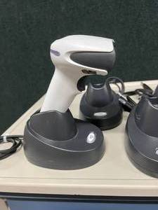 lot 52 image: Lot of Barcode Scanners with Holder Stands - In Great Condition