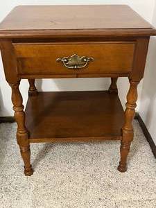 lot 35 image: Wooden Nightstand with Drawer and Lower Shelf