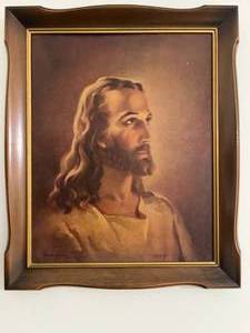 lot 39 image: 1940 Warner Sallman Painting of Jesus Christ
