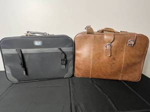 lot 49 image: Set of Two Vintage Suitcases - Leather and Nylon