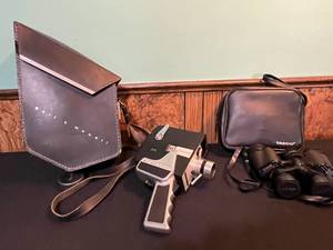lot 75 image: Vintage Bell & Howell Autoload Camera, Case, and Tasco Binoculars Lot