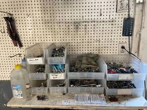 lot 11 image: Assorted Bolts, Nuts, and Washers in Plastic Storage Drawers