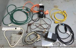 lot 124 image: Lot of Assorted Extension Cords and Power Cables