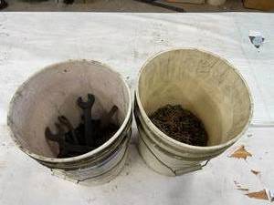 lot 146 image: Lot of Hand Tools and Chains in Buckets