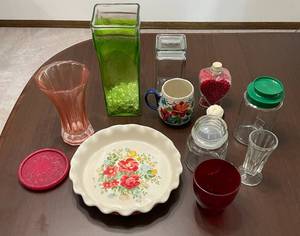lot 104 image: Assorted Glassware and Ceramic Pieces Including Vases and Mugs