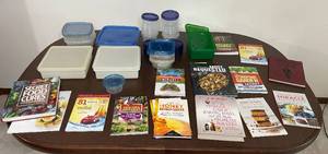 lot 265 image: Lot of Assorted Food Storage Containers and HealthWellness Books