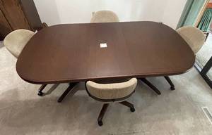 lot 266 image: Wooden Dining Table with 4 Upholstered Chairs