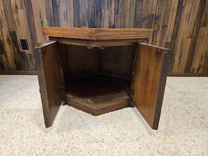 lot 197 image: Vintage Hexagonal Wooden Side Table with Storage