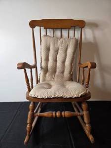 lot 201 image: Wooden Rocking Chair with Cushions