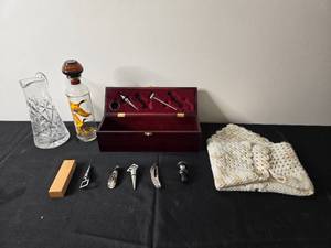 lot 211 image: Mixed Lot of Barware, Crocheted Blanket, and More