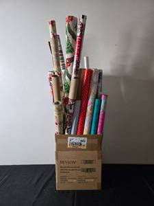 lot 227 image: Assorted Wrapping Paper Rolls in Bulk Box