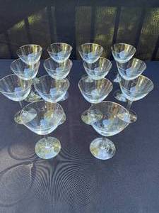 lot 373 image: Set of Vintage Fostoria Glasses with Silver Rim (1960s) - Lot of 17