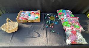 lot 277 image: Assorted Decorative Lot with Gift Bows, Ribbons, and Ornament