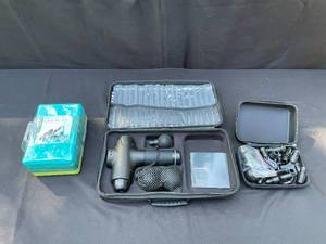 lot 287 image: Percussion Massage Gun Set with Accessories and Yoga Block