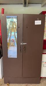 lot 406 image: Metal Storage Cabinet with Glass Insert Doors