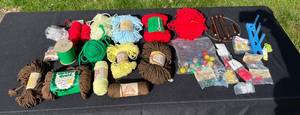 lot 430 image: Lot of Yarn and Craft Supplies with Assorted Beads and Accessories