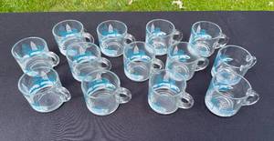 lot 434 image: Set of 15 Vintage Glass Coffee Mugs with Winter Scene Design