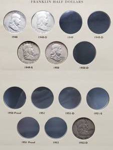 lot 92 image: 16 Franklin Half Dollars in Littleton Album