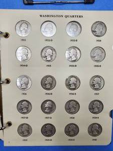 lot 104 image: 1932-1974 Washington Quarter Collection, (61) 90% Silver & (16) Clad Quarters, Missing only 1932 S&D and 1971-D