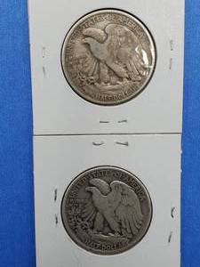 lot 154 image: 2 Walking Liberty Half Dollars