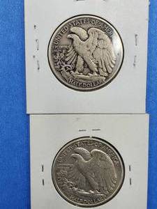 lot 155 image: 2 Walking Liberty Half Dollars