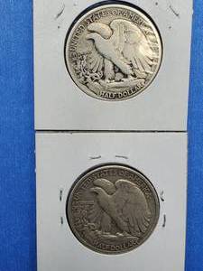 lot 156 image: 2 Walking Liberty Half Dollars