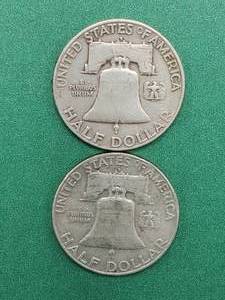 lot 159 image: 1951-S & 1958-D Franklin Half Dollars