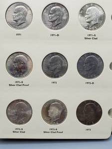 lot 179 image: Complete Set Eisenhower Silver Dollars--Includes ALL 40% SILVER CLADS &  SILVER PROOFS, PLUS EVERY TYPE