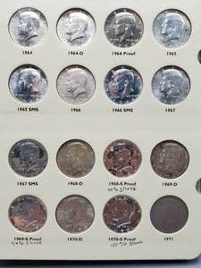 lot 181 image: 1964-1987 Complete Set Kennedy Halves, includes ALL Proofs, incluiding (3) 90% Silver & (12) 40% Silver--66 Coins, plus 7 extras.
