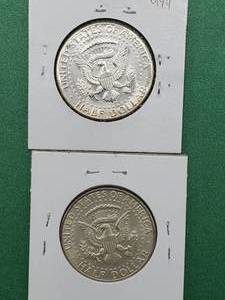 lot 185 image: 2 1964 Kennedy Half Dollars--90% Silver