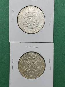 lot 186 image: 2 1964 Kennedy Half Dollars--90% Silver
