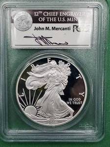 lot 196 image: 2011-W Proof American Silver Eagle, PCGS PR69DCAM, signed by John Mercanti, from 25th Anniversary Set