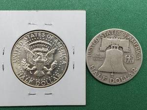 lot 215 image: 1951-D Franklin 90% Silver & 1967 40% Silver Half Dollars