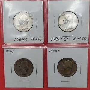 lot 224 image: 4 Washington Quarters--90% Silver
