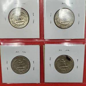 lot 225 image: 4 Washington Quarters--90% Silver